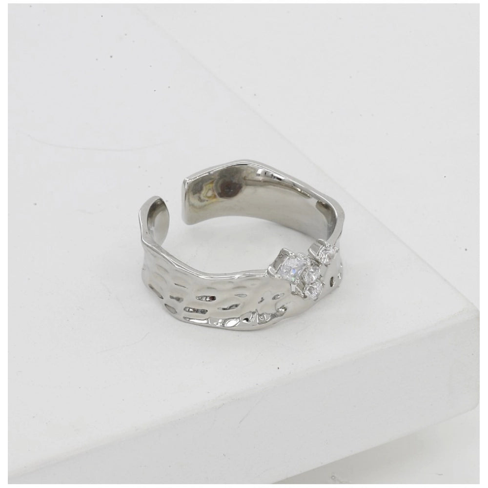 Amfyn Stainless Steel Silver Polish Freesize Western Finger Ring (Silver Plated)