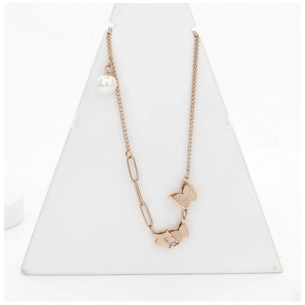 Amfyn Women's Stainless Steel Butterfly Pendent Delicate Chain (Gold Plated)