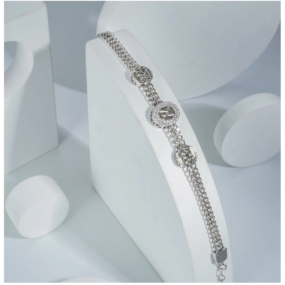 Amfyn Stainless Steel Unisex Silver Freesize Stainless Steel Loose Bracelet (Silver Plated)