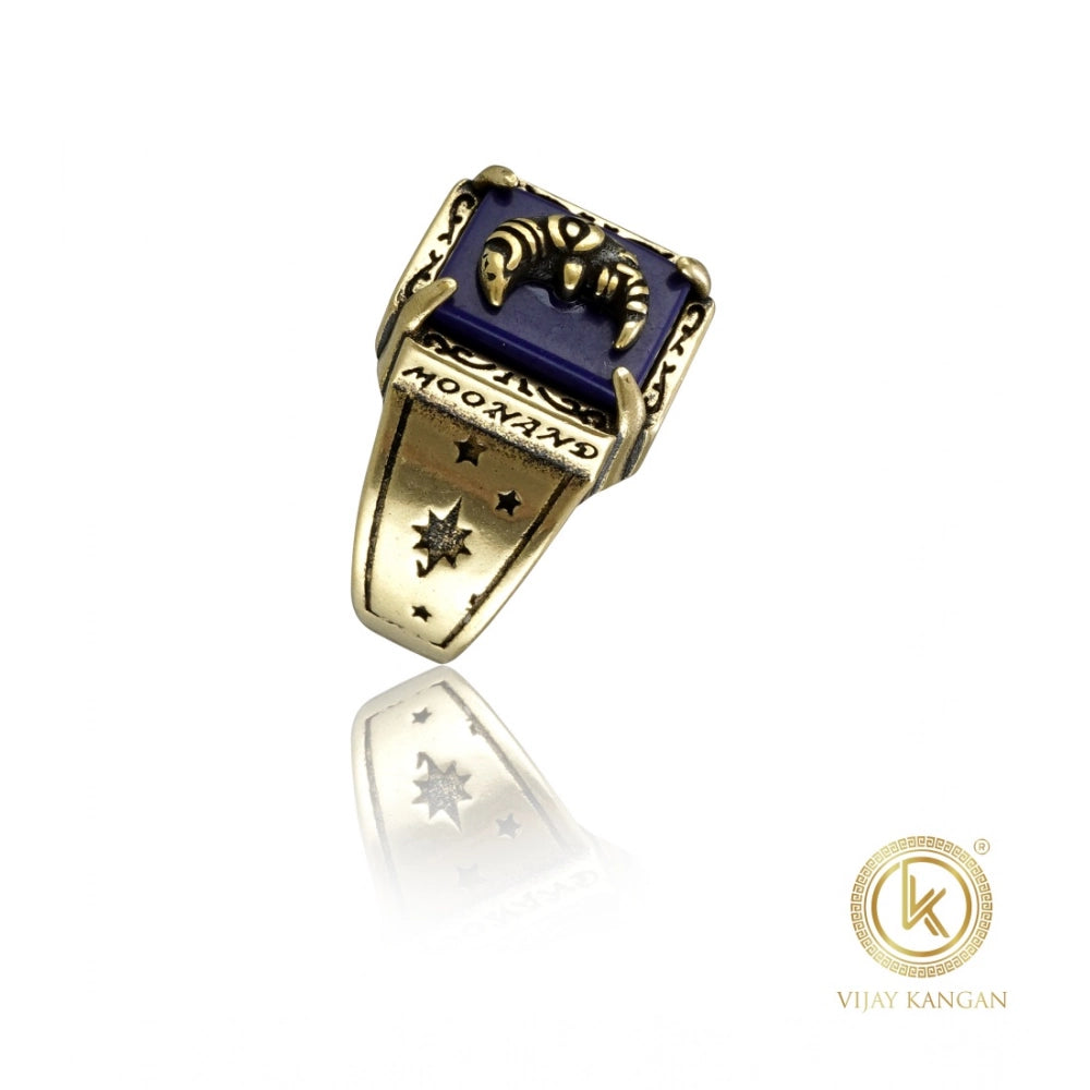 Amfyn Stainless Steel German polish moon design Freesize ring (Gold Plated)