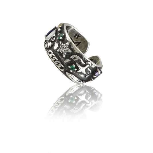 Amfyn Stainless Steel Imported High-Quality Office Wear Freesize Ring (Silver Plated)