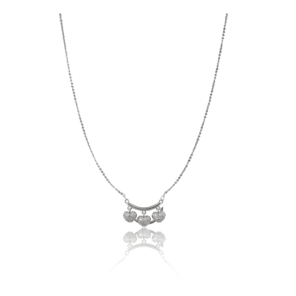 Amfyn Women's Stainless Steel Imported Stanless Steel Heart Pendent Chain (Silver Plated)