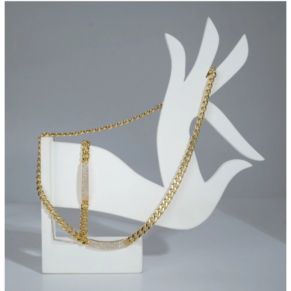 Amfyn Women's Stainless Steel Gold Polish Polish Hand Bracelet And Necklace (Gold Plated)