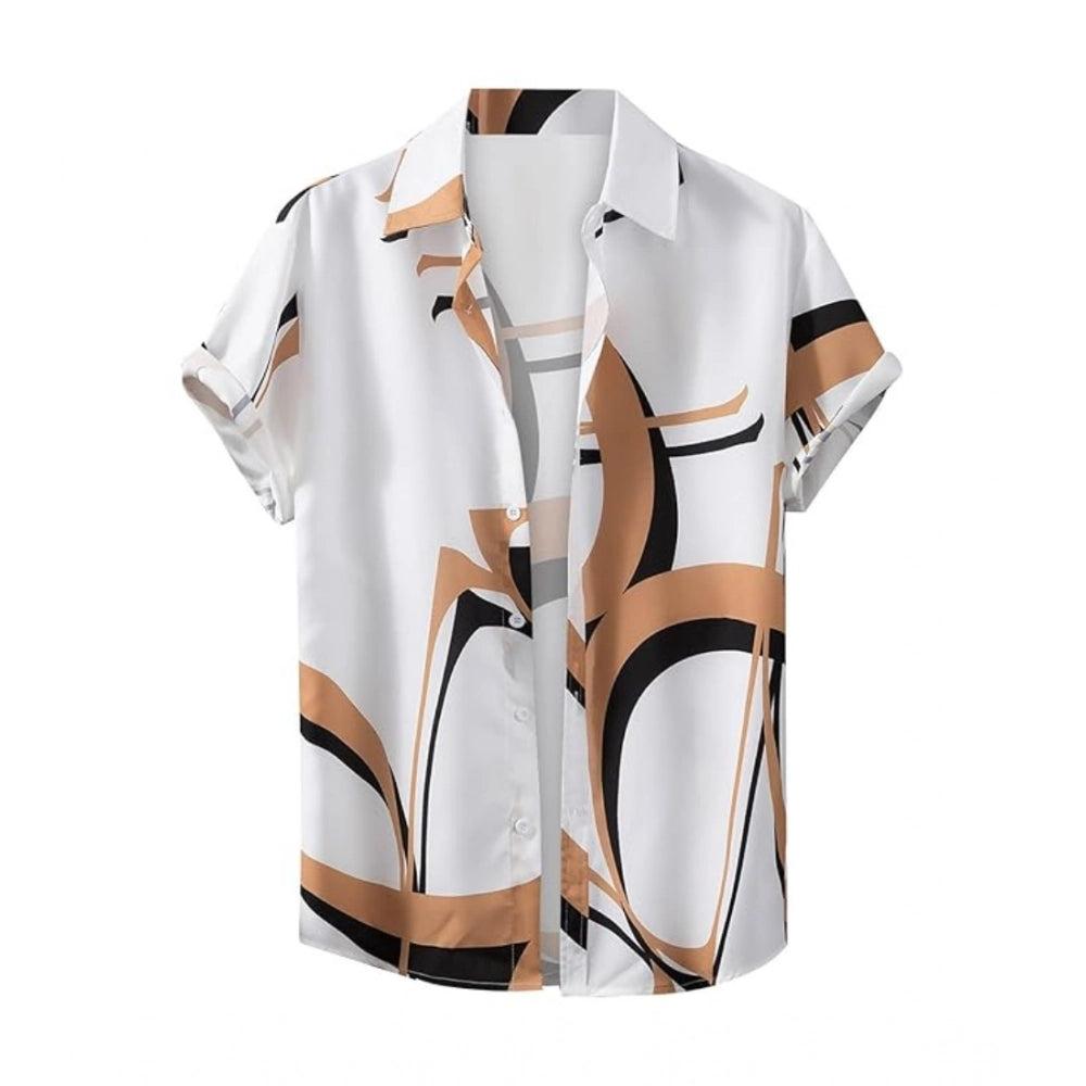 Amfyn Men's Lycra Printed Half Sleeve Shirt and Shorts Set (White Gold)