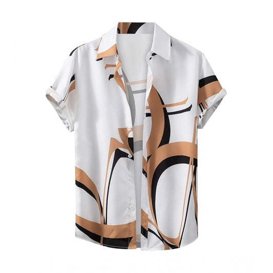 Amfyn Men's Lycra Printed Half Sleeve Shirt and Shorts Set (White Gold)