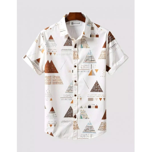 Amfyn Men's Lycra Printed Half Sleeve Shirt and Shorts Set (White)
