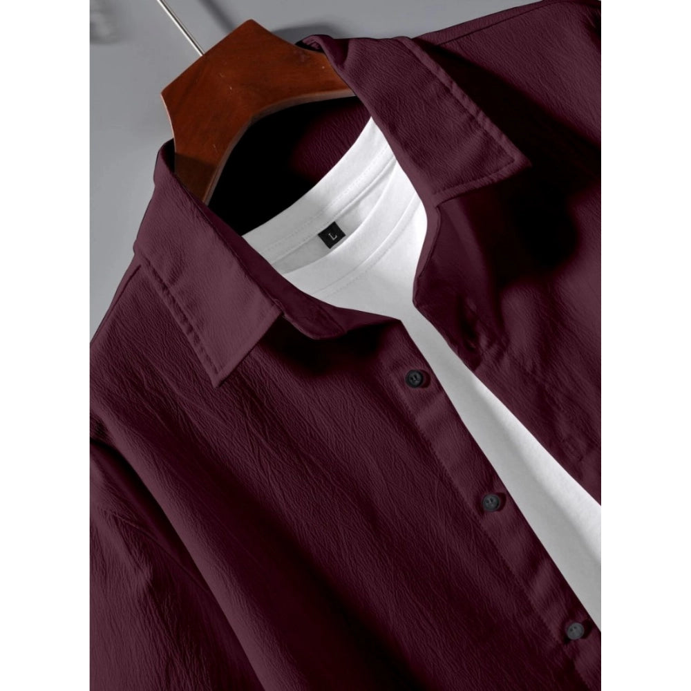 Amfyn Men's Popcon Solid Half Sleeve Shirt and Shorts Set (Maroon)