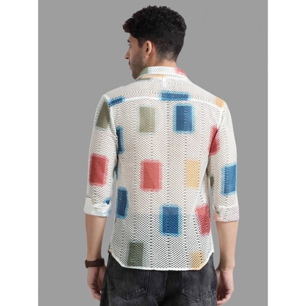 Amfyn Men's Cotton Knit Printed Full Sleeve Shirt (Multicolor)