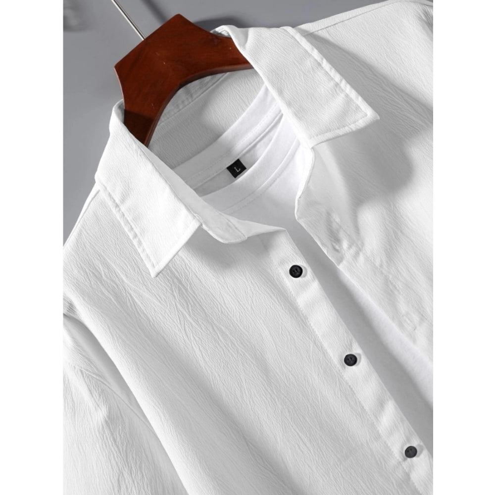 Amfyn Men's Popcon Solid Half Sleeve Shirt and Shorts Set (White)
