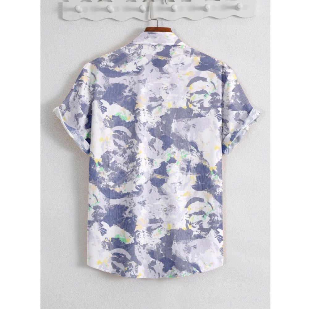 Amfyn Men's Popcon Lycra Printed Half Sleeve Shirt (Purple)