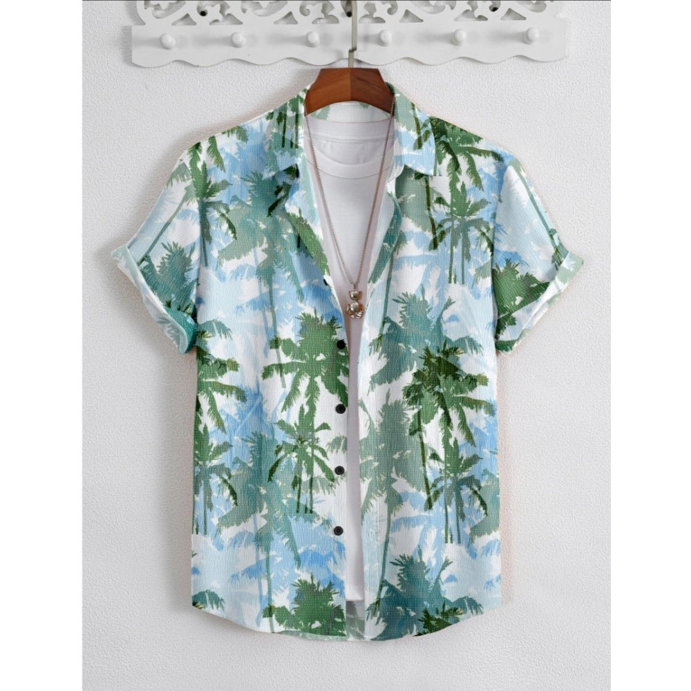 Amfyn Men's Popcon Lycra Printed Half Sleeve Shirt (Green)