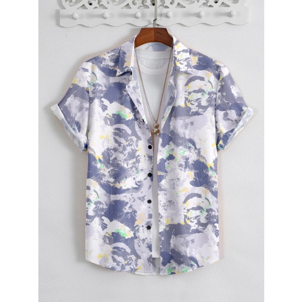 Amfyn Men's Popcon Lycra Printed Half Sleeve Shirt (Purple)