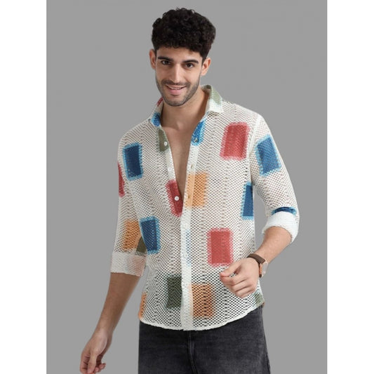 Amfyn Men's Cotton Knit Printed Full Sleeve Shirt (Multicolor)