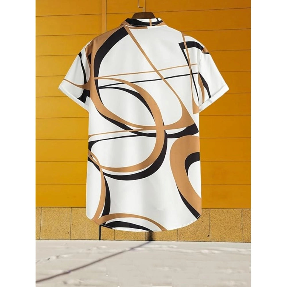 Amfyn Men's Lycra Printed Half Sleeve Shirt and Shorts Set (White Gold)