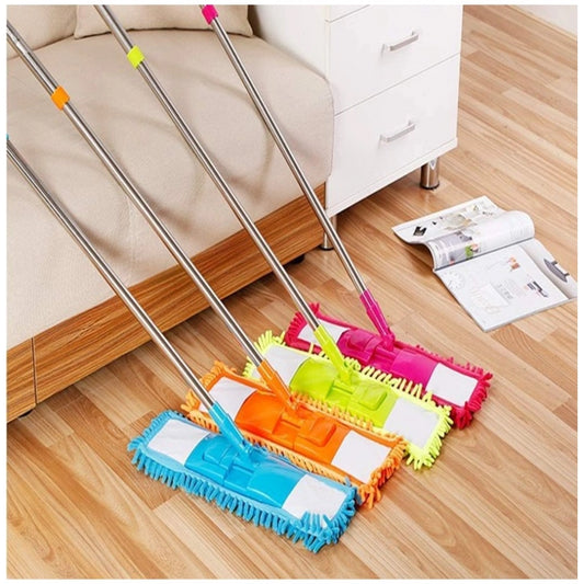 Amfyn Aluminium rod and Microfiber duster Microfiber Wet and Dry Cleaning Flat Mop with Telescopic Long Handle (Multicolor)