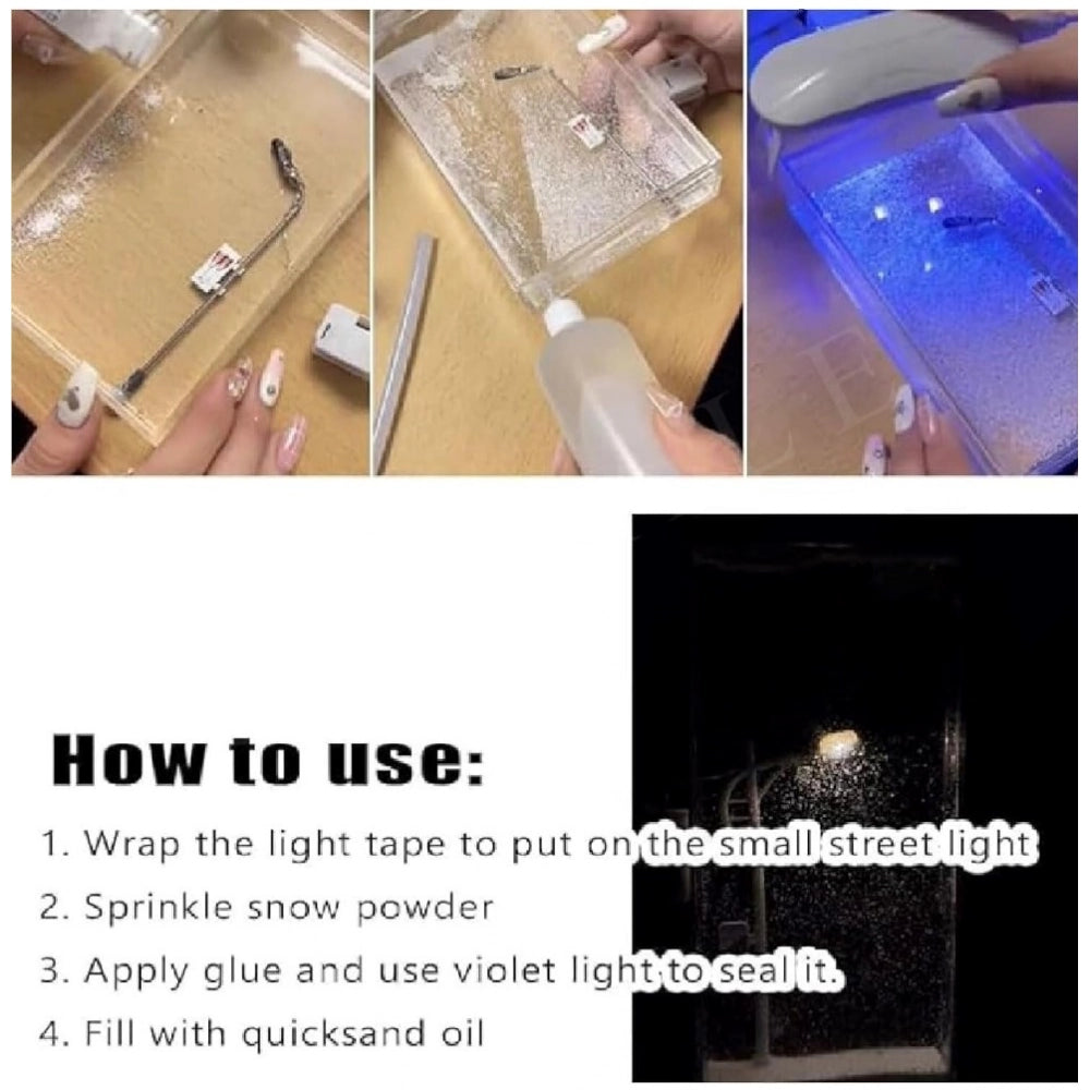 Amfyn Wood Snowfall Lamp with Street Light Snow lamp (Transparent)