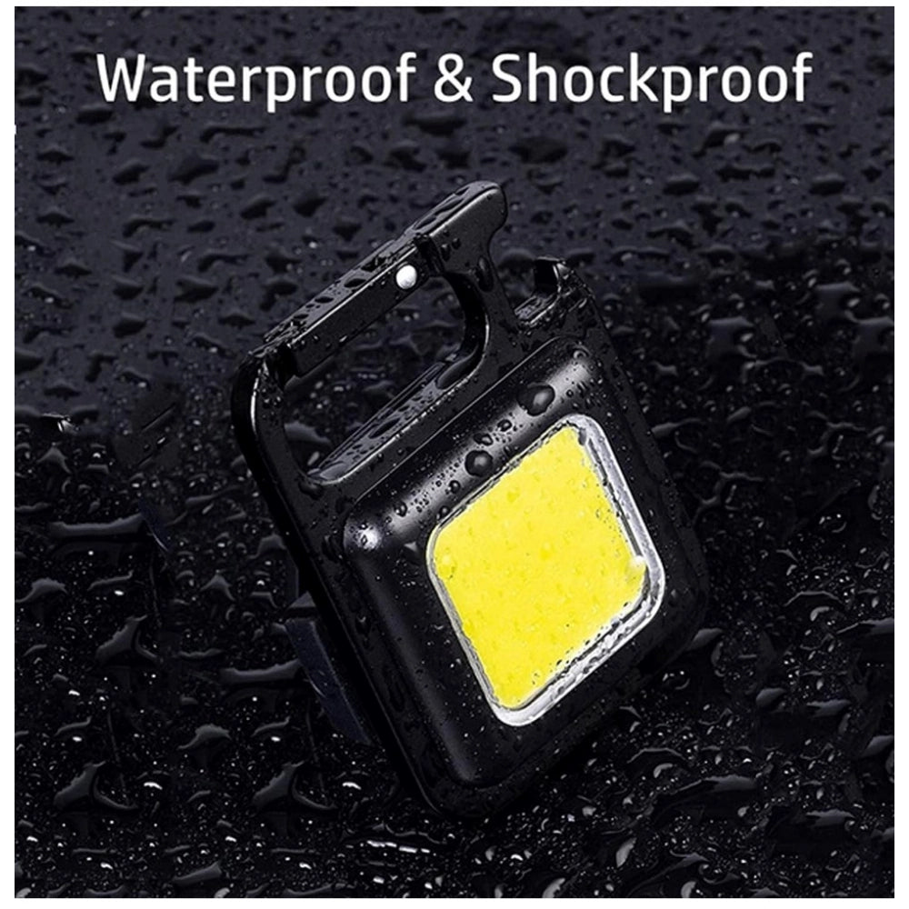 Amfyn Metal COB Keychain Light,Rechargeable Led Small Flashlight 500 Lumens Brigh Pack of 1 (Black)