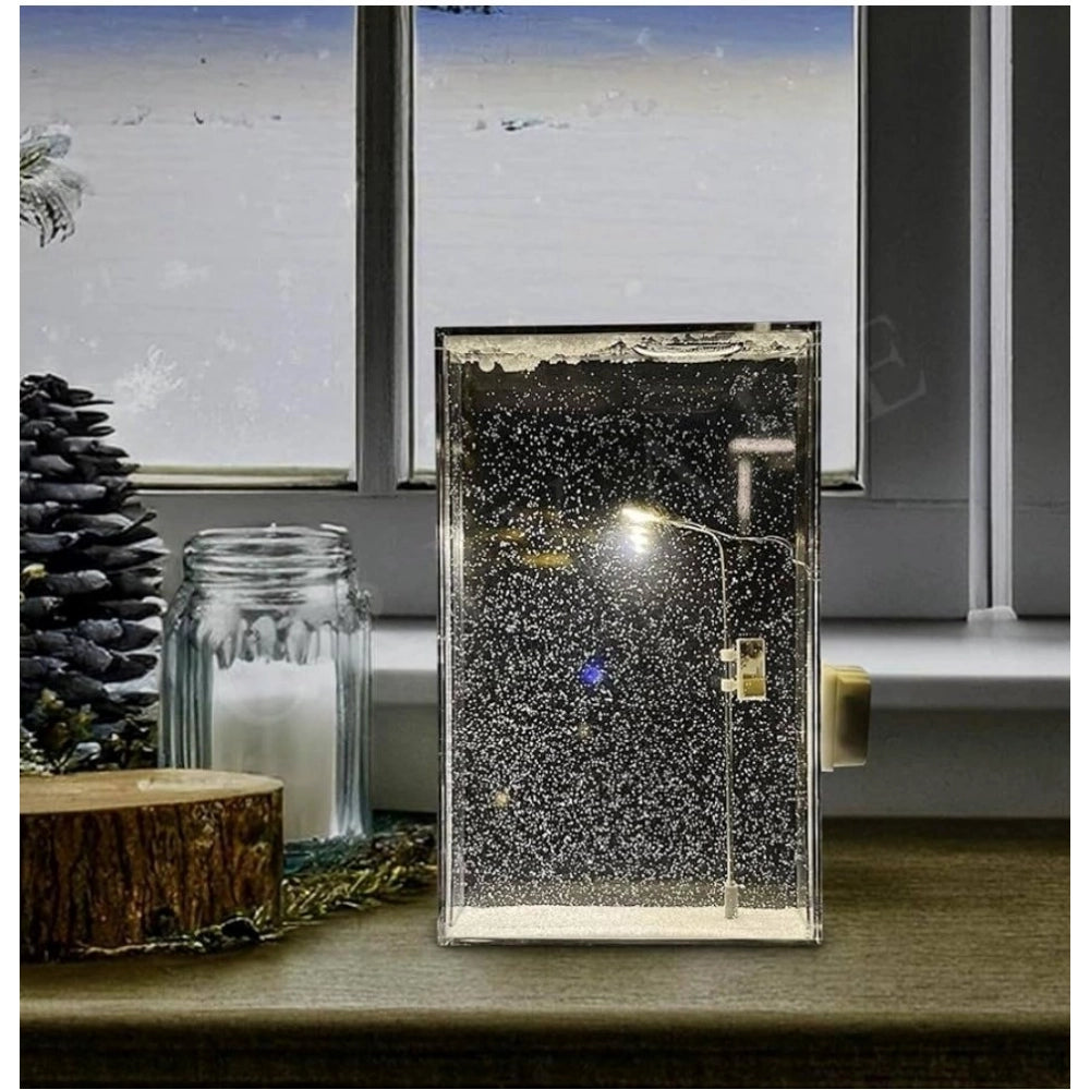 Amfyn Wood Snowfall Lamp with Street Light Snow lamp (Transparent)