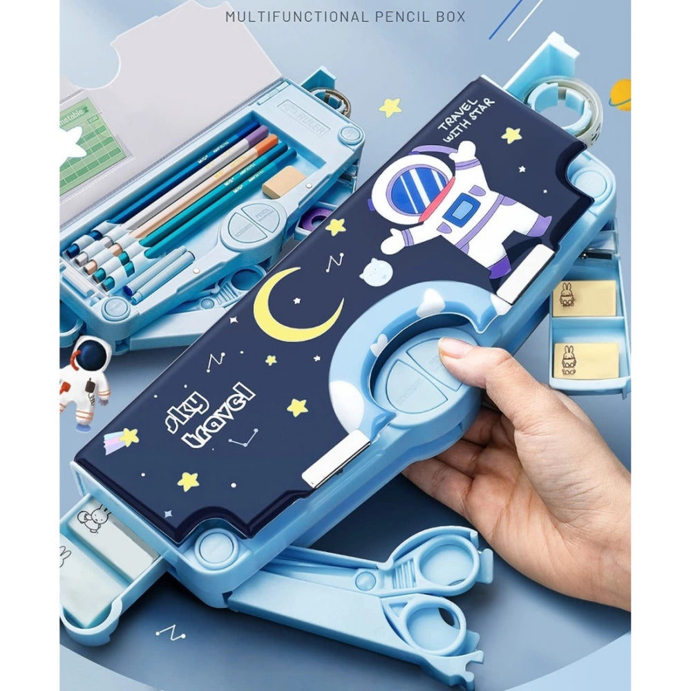 Amfyn Plastic Magnetic Pencil Case With Sharpener Compass Box For Kids (Multicolor )