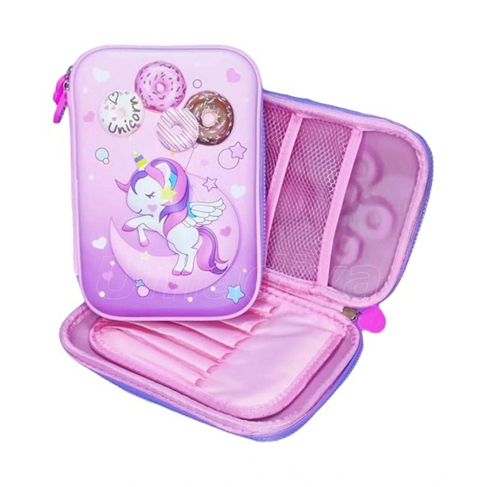 Amfyn Plastic Unicorn Embossed Cover Pencil Pouch, Kids, Pencil Box (Multicolor )