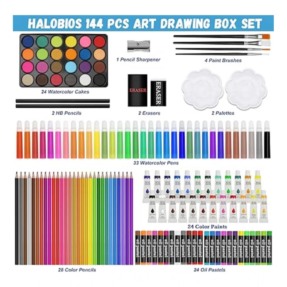 Amfyn Plastic Deluxe Art Set Box 145Pcs (Multicolor)