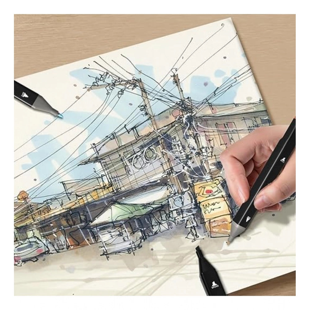 Amfyn Plastic 60Pcs Colors Art Markers Sketch Pen Dual Tip Artist Art Marker (Multicolor )