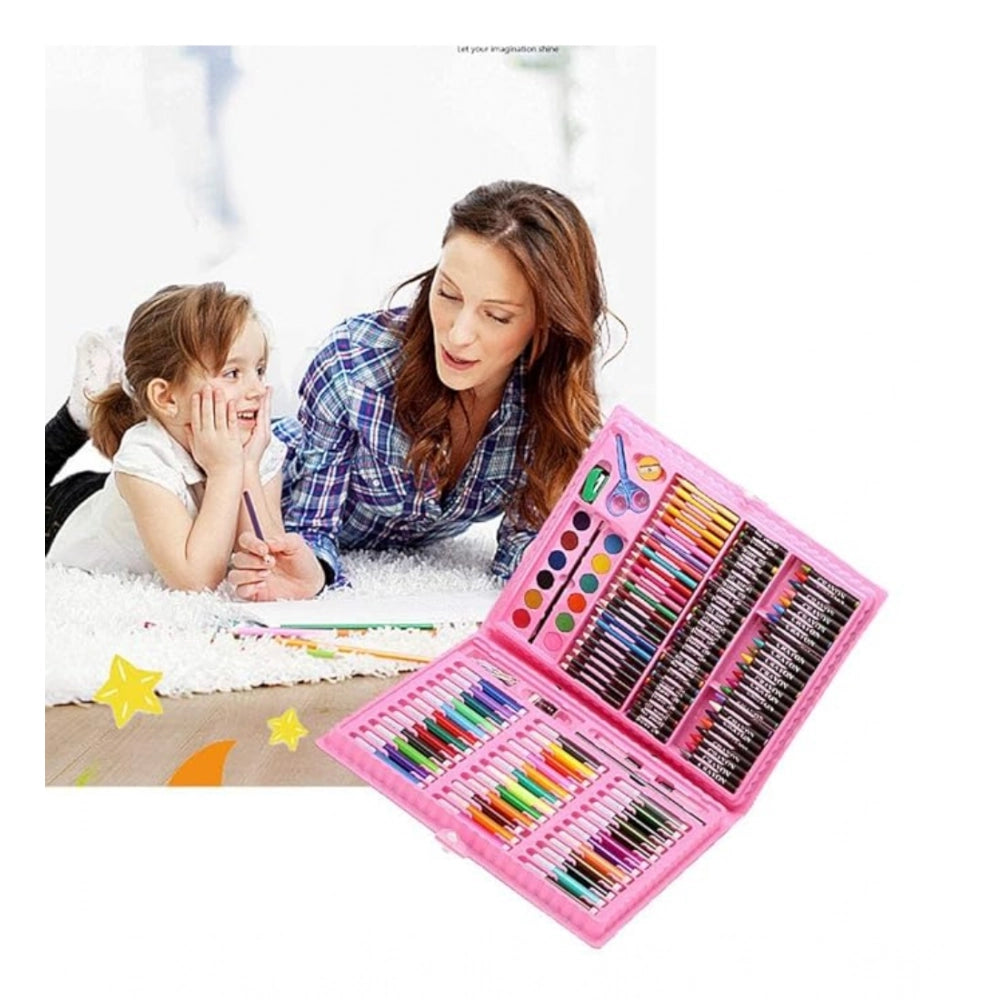 Amfyn Plastic Deluxe Art Drawing Set For Kids Drawing And Painting 150Pcs Set (Multicolor)