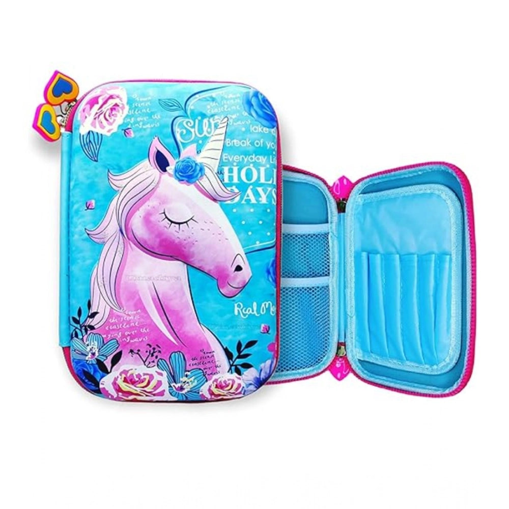 Amfyn Plastic Unicorn Embossed Cover Pencil Pouch, Kids, Pencil Box (Multicolor )