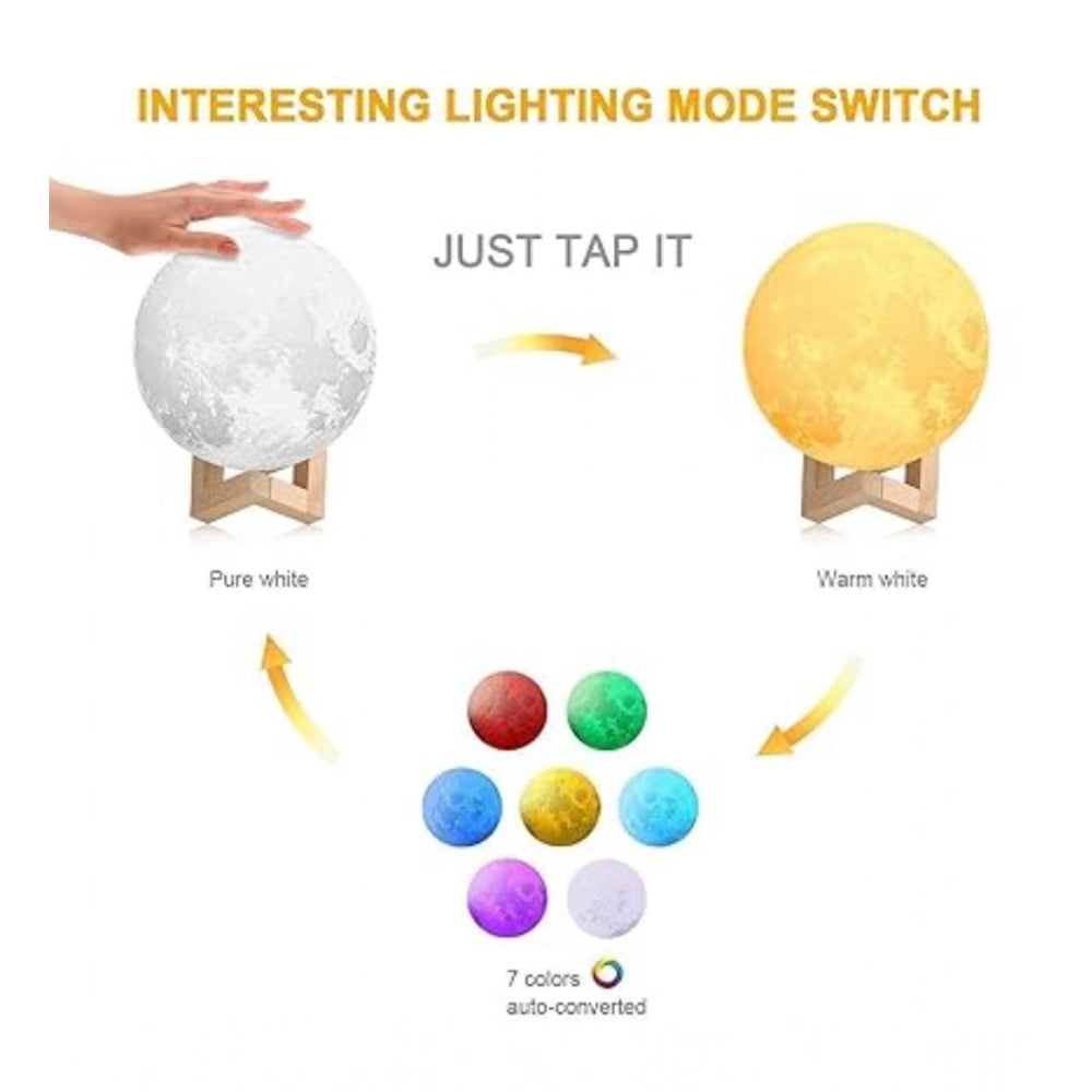 Amfyn Plastic 3D Moon Night Lamp (Multicolor )