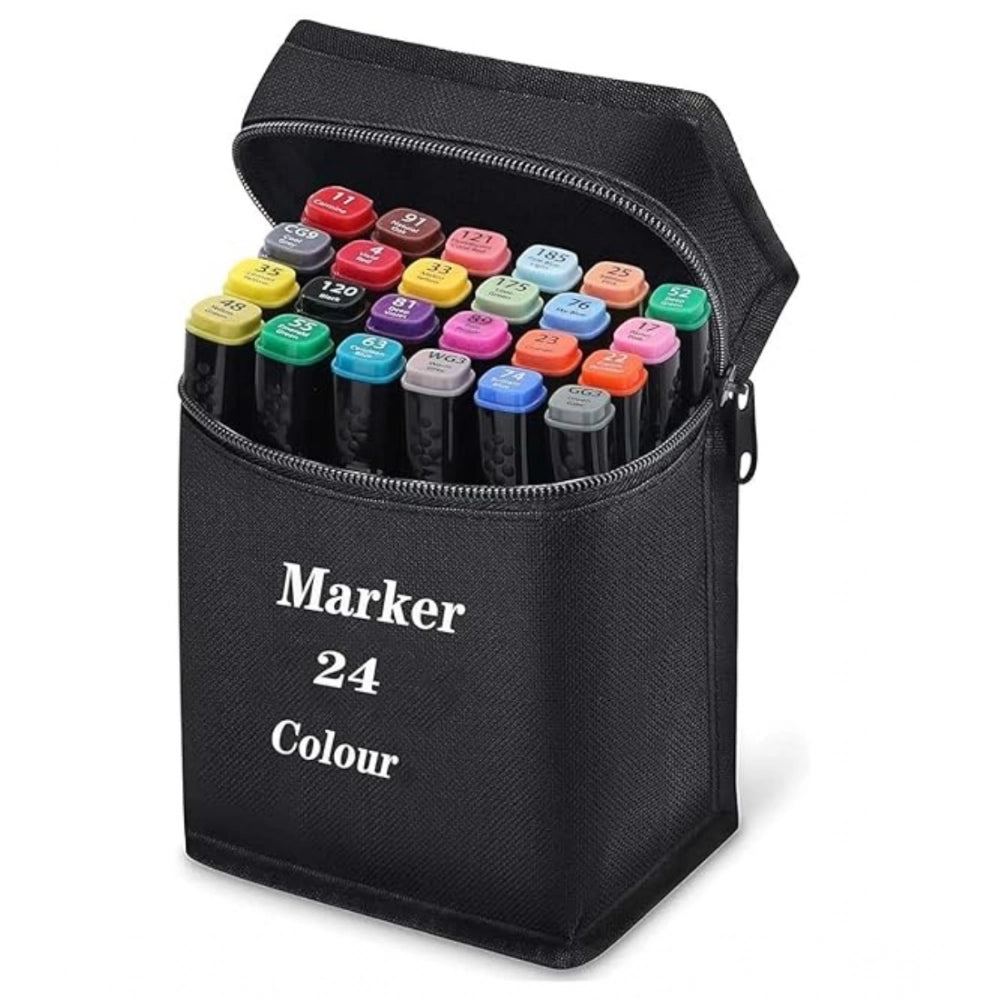 Amfyn Plastic 24Pcs Colors Art Markers Sketch Pen Dual Tip Artist Art Marker (Multicolor )