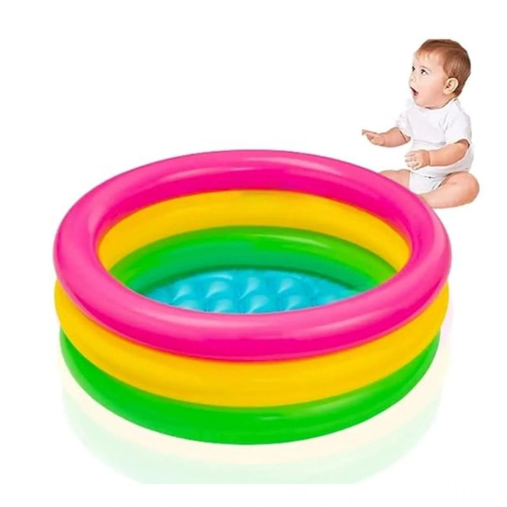 Amfyn Plastic Bath Tub With Pump 3 Ft Round For Kids (Multicolor )
