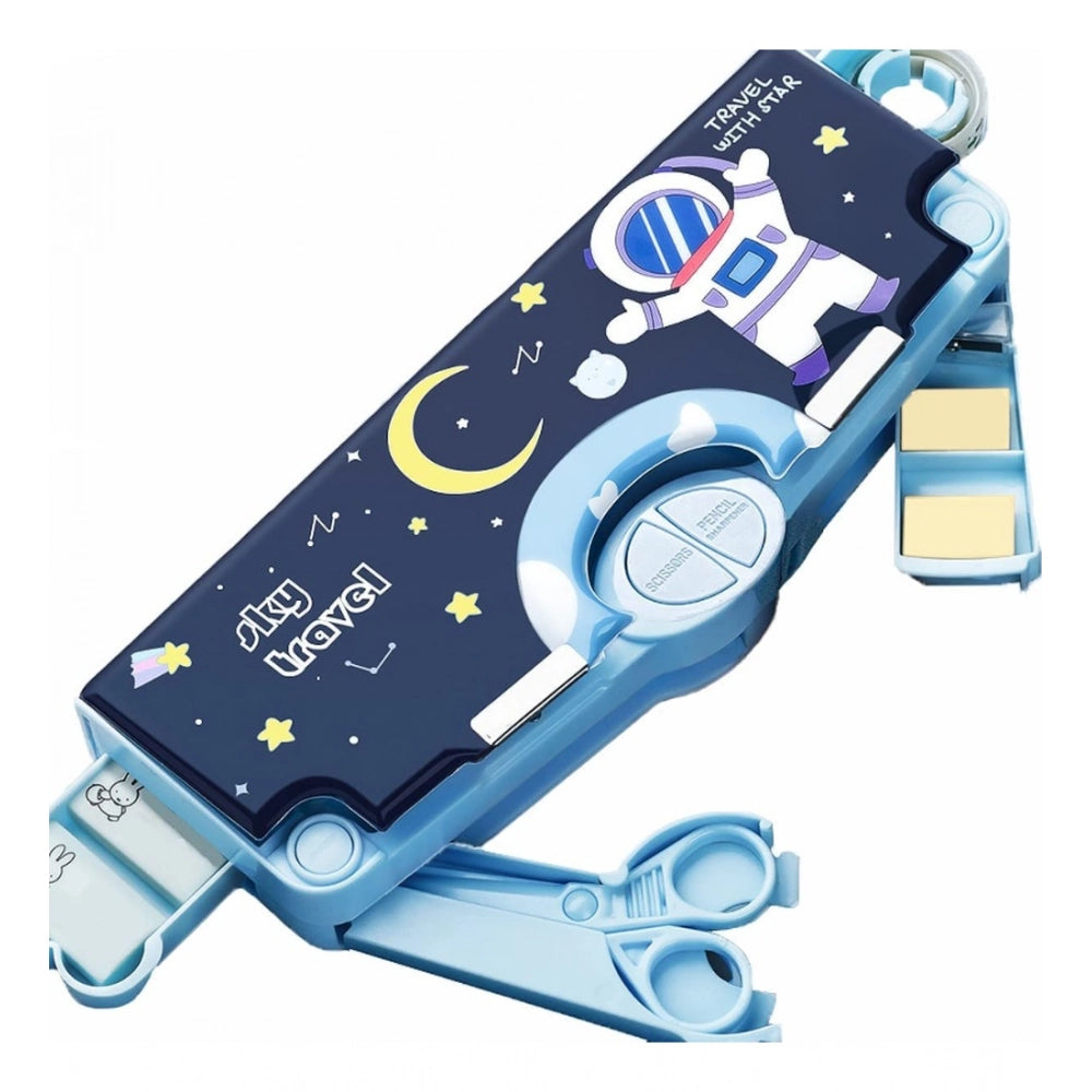 Amfyn Plastic Magnetic Pencil Case With Sharpener Compass Box For Kids (Multicolor )