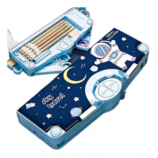 Amfyn Plastic Magnetic Pencil Case With Sharpener Compass Box For Kids (Multicolor )