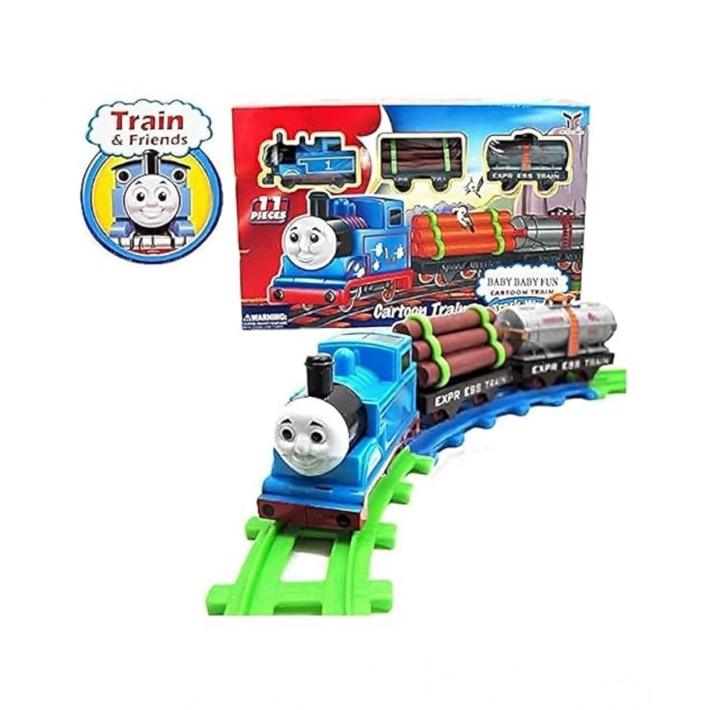 Amfyn Plastic Thomas Express Train 11Pcs Toy Set With Tracks (Multicolor)