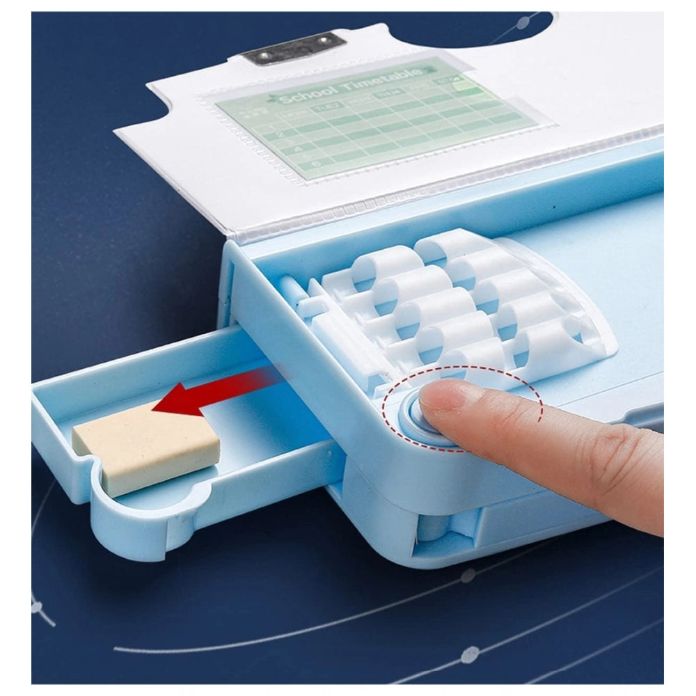 Amfyn Plastic Magnetic Pencil Case With Sharpener Compass Box For Kids (Multicolor )