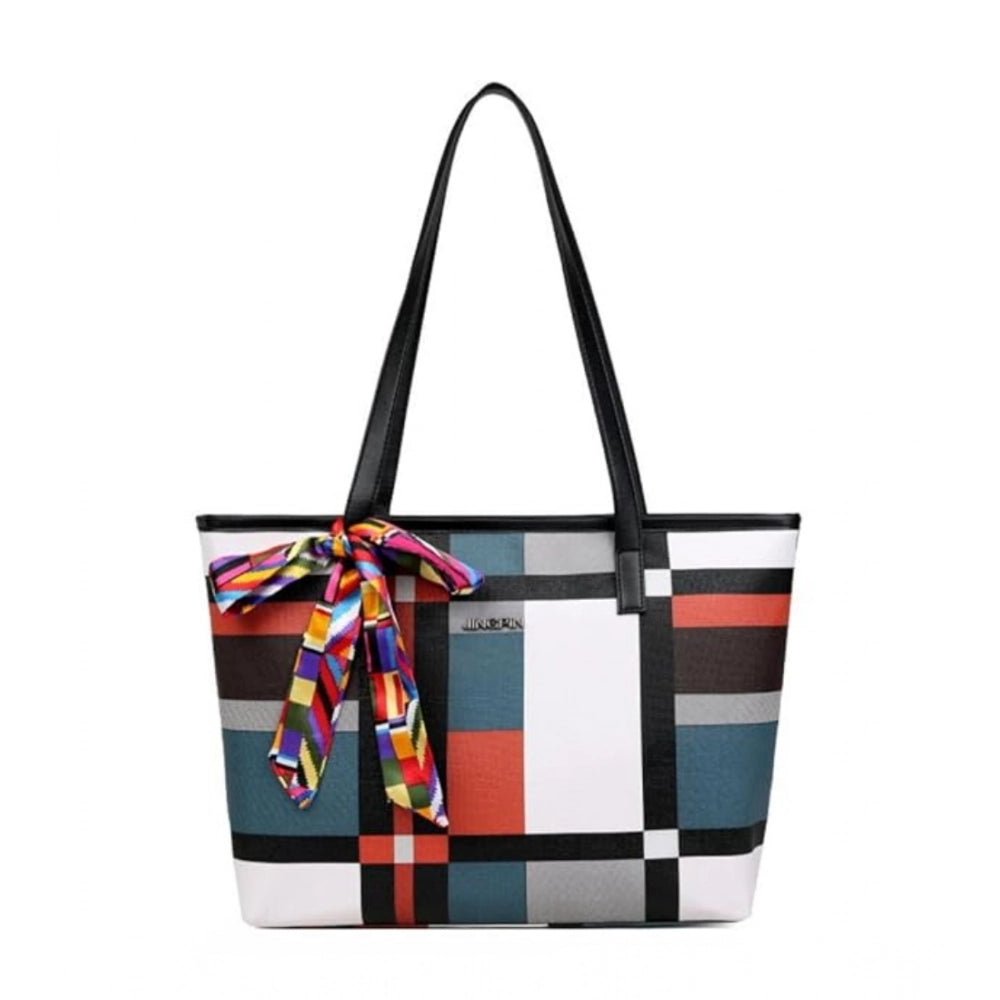 Amfyn Women's Faux Leather Zipper ToteBag (Multicolor)