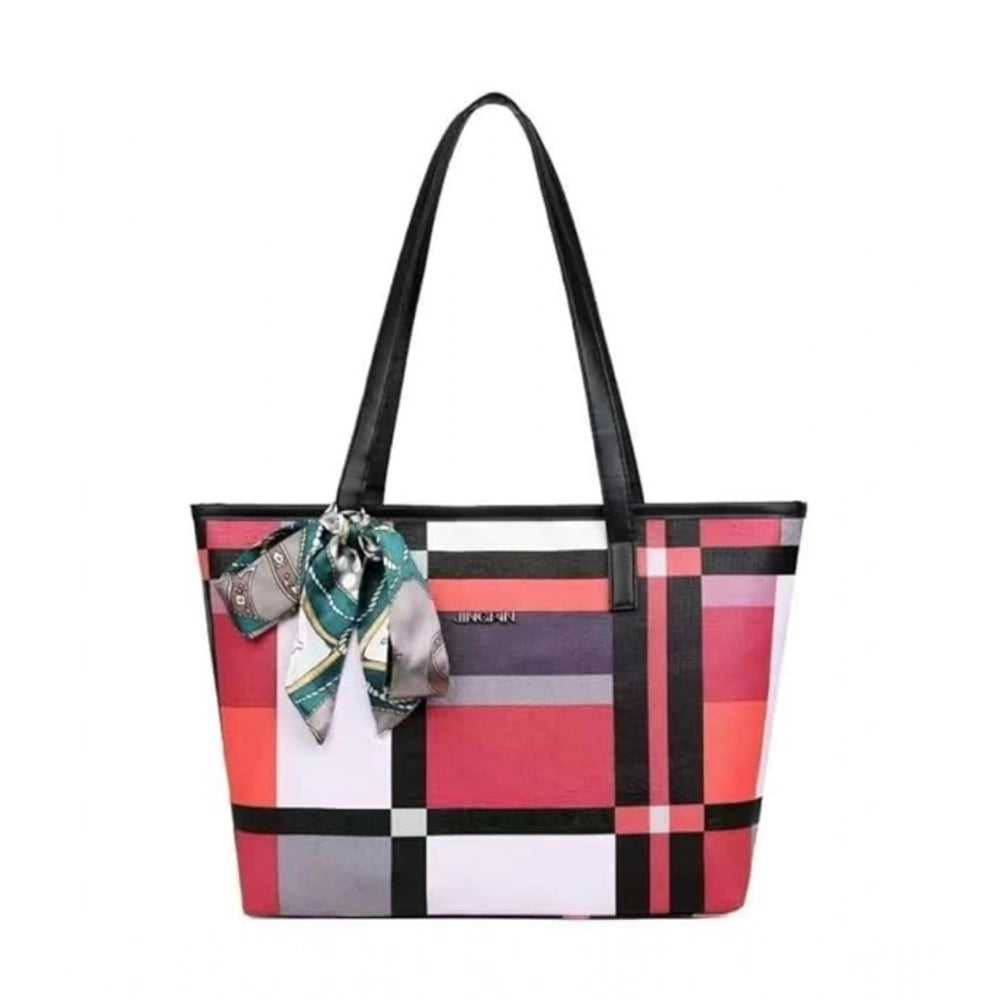 Amfyn Women's Faux Leather Zipper ToteBag (Multicolor)