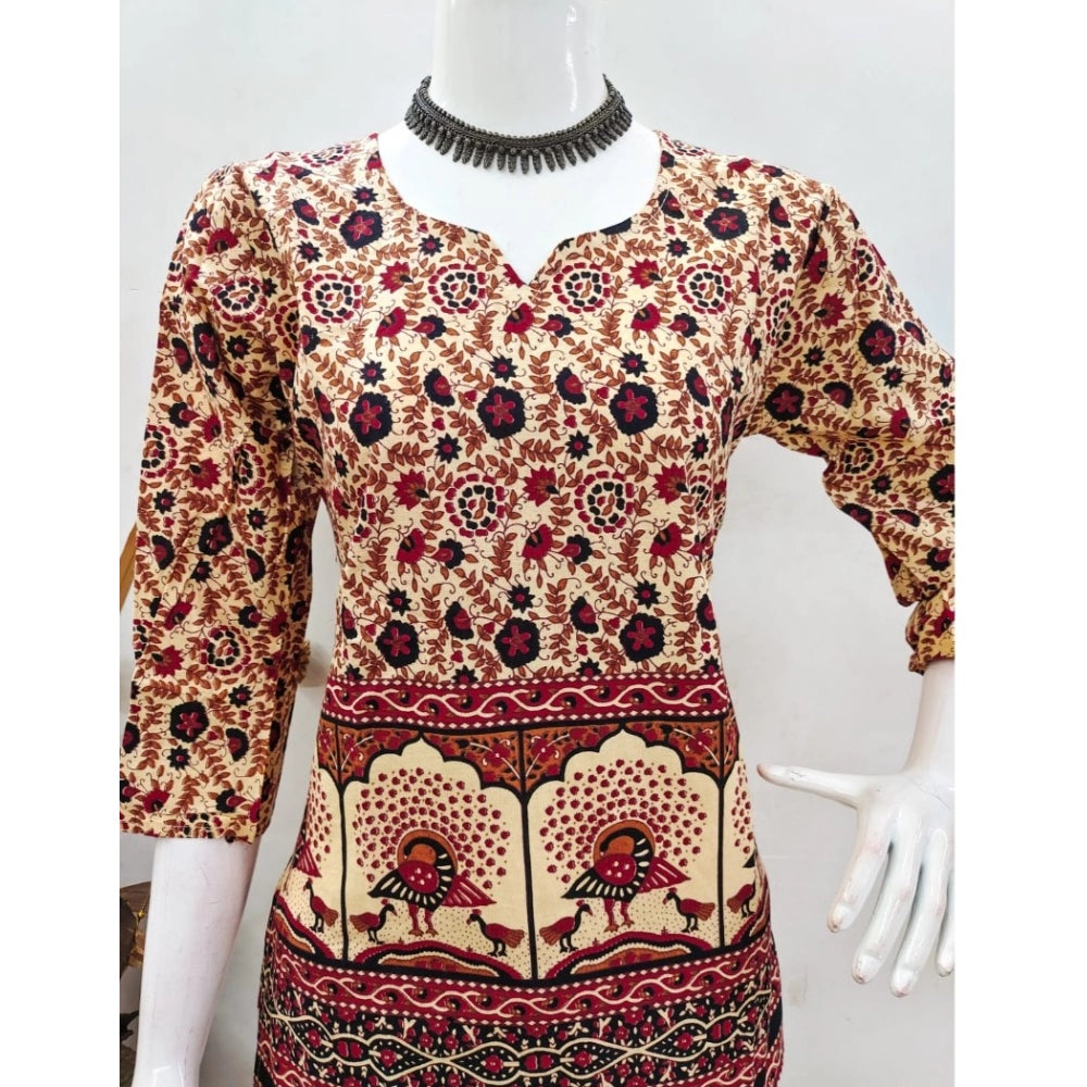 Amfyn Women's Cotton Jaipuri Printed 3-4th Sleeve Co ord Set (Multicolor)