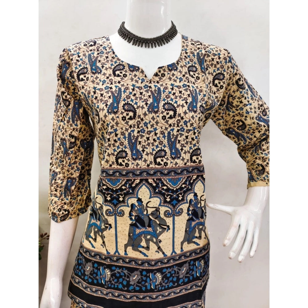 Amfyn Women's Cotton Jaipuri Printed 3-4th Sleeve Co ord Set (Multicolor)