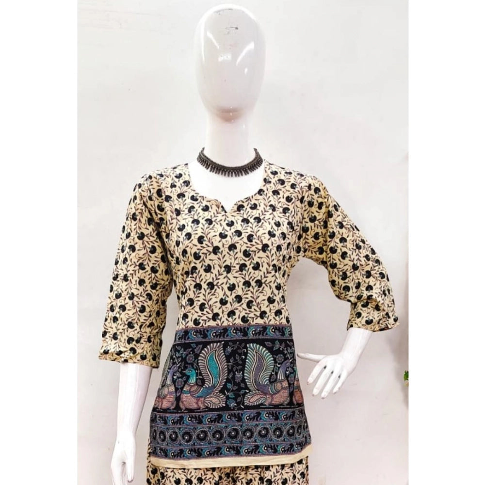 Amfyn Women's Cotton Jaipuri Printed 3-4th Sleeve Co ord Set (Multicolor)