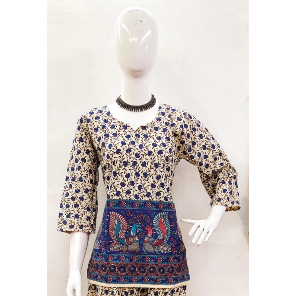 Amfyn Women's Cotton Jaipuri Printed 3-4th Sleeve Co ord Set (Multicolor)