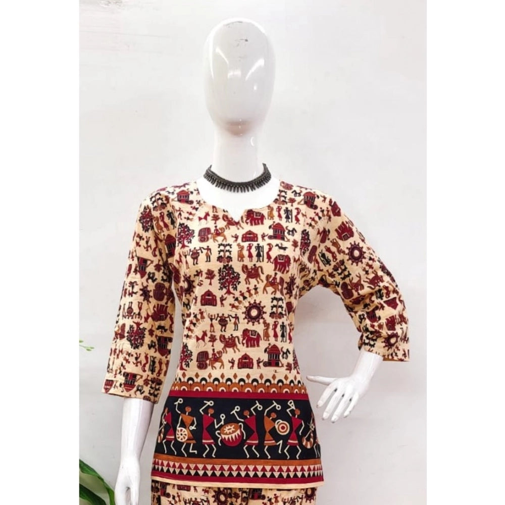 Amfyn Women's Cotton Jaipuri Printed 3-4th Sleeve Co ord Set (Multicolor)