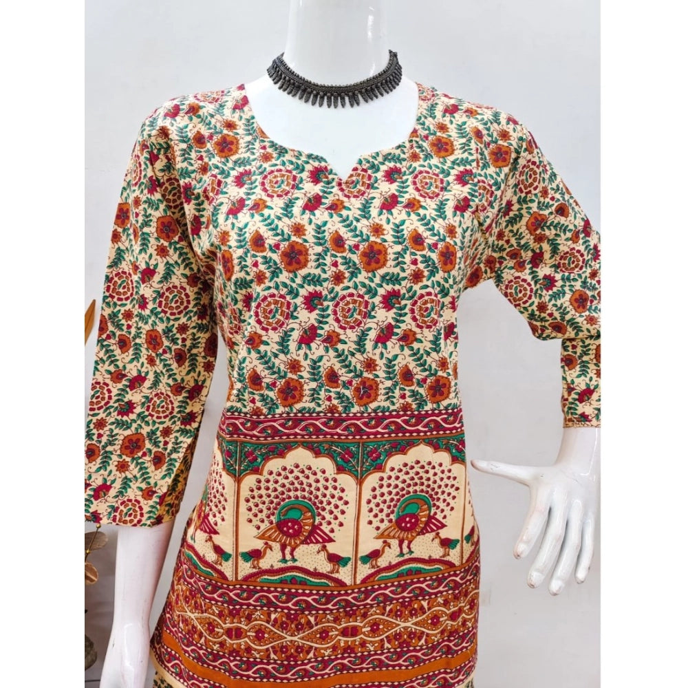 Amfyn Women's Cotton Jaipuri Printed 3-4th Sleeve Co ord Set (Multicolor)