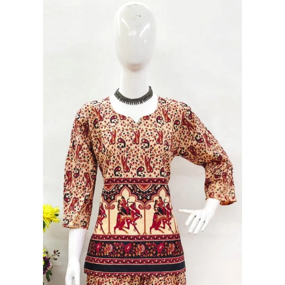 Amfyn Women's Cotton Jaipuri Printed 3-4th Sleeve Co ord Set (Multicolor)