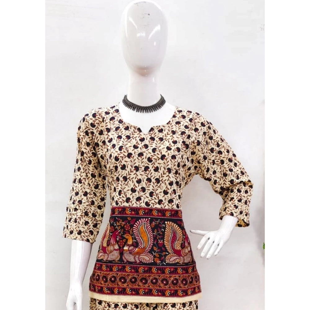 Amfyn Women's Cotton Jaipuri Printed 3-4th Sleeve Co ord Set (Multicolor)