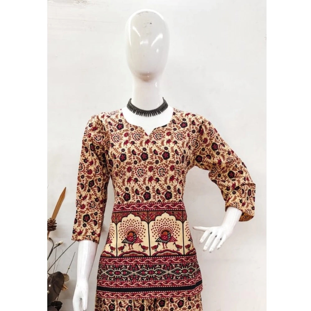 Amfyn Women's Cotton Jaipuri Printed 3-4th Sleeve Co ord Set (Multicolor)
