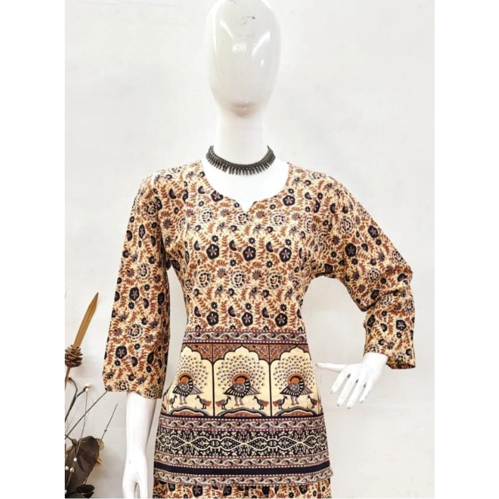 Amfyn Women's Cotton Jaipuri Printed 3-4th Sleeve Co ord Set (Multicolor)