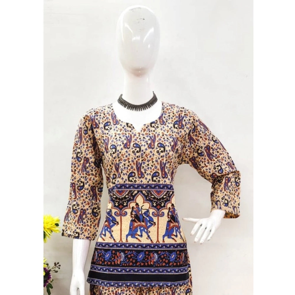 Amfyn Women's Cotton Jaipuri Printed 3-4th Sleeve Co ord Set (Multicolor)