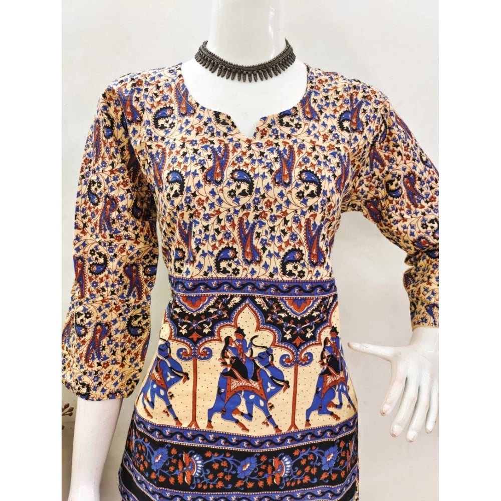 Amfyn Women's Cotton Jaipuri Printed 3-4th Sleeve Co ord Set (Multicolor)