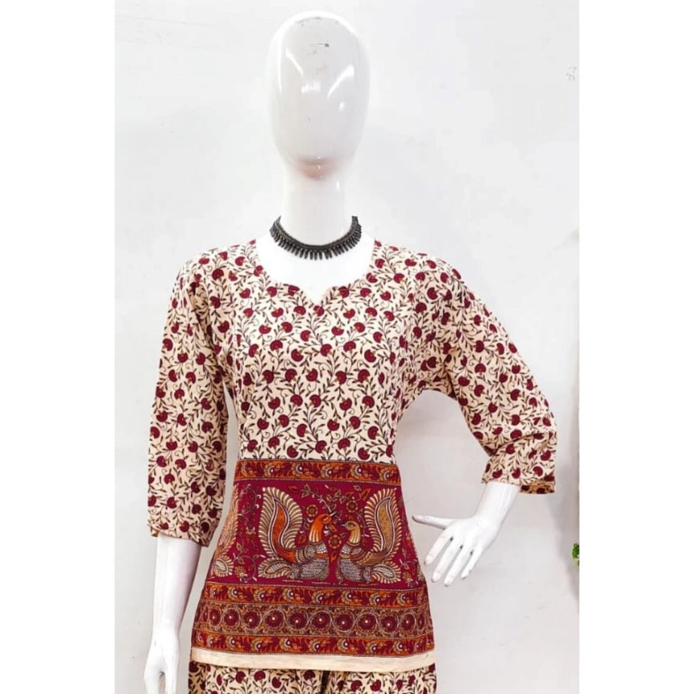 Amfyn Women's Cotton Jaipuri Printed 3-4th Sleeve Co ord Set (Multicolor)